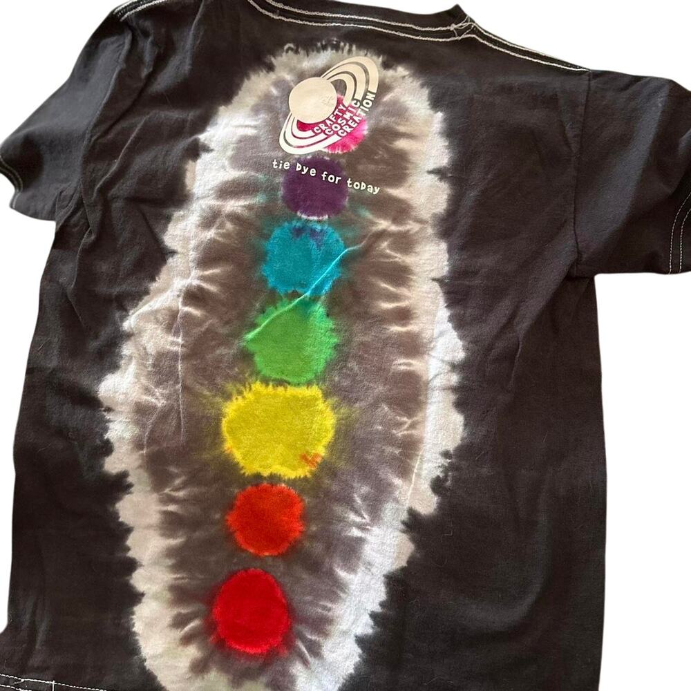 Unisex Kids Shirt Size Extra Small Black Rainbow Tie Dye Handmade Art Brand New